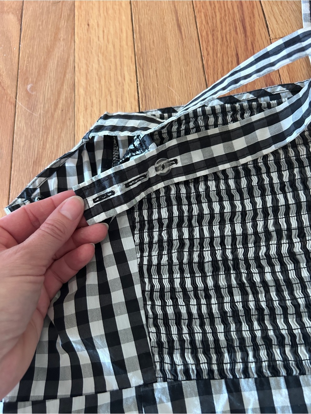 Gingham Square Neck Sundress in Navy and White - Picture 7 of 9